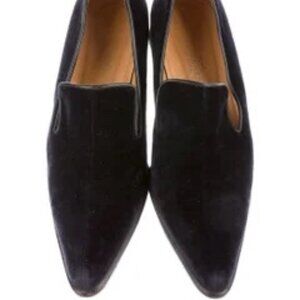 HERMÈS Velvet Pointed-Toe Loafers